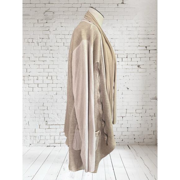 Tempo Paris Womens Lagenlook Boho Faux Suede Knit Draped Jacket Size Large - Picture 6 of 10